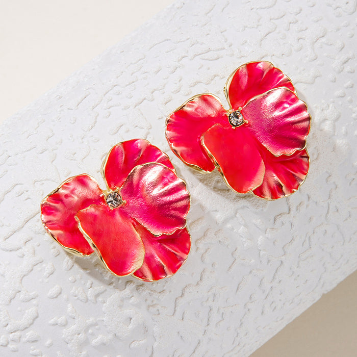 Petal diamond earrings fresh style flower earrings