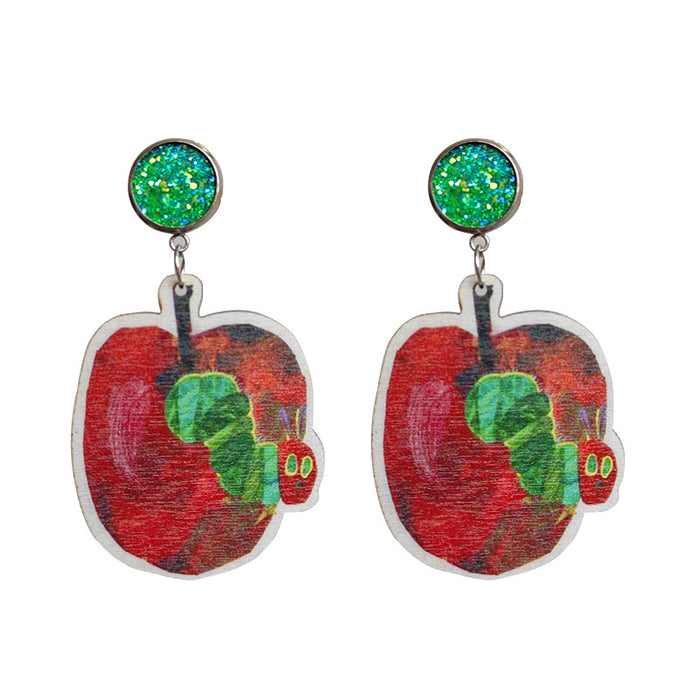 Insect graffiti wooden earrings