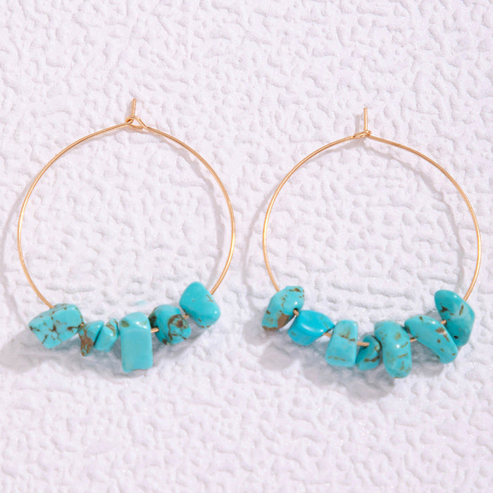 Beaded hoop earrings plastic rice beads geometric earrings