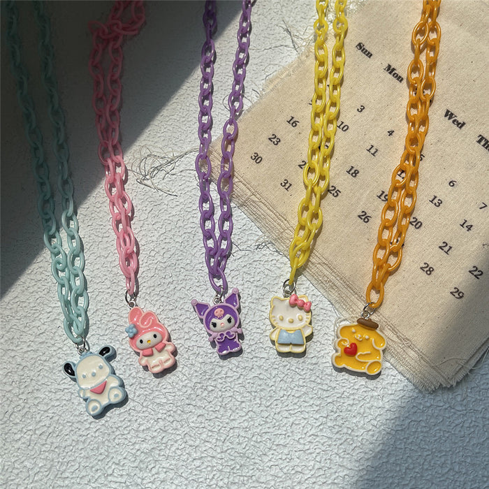 Y2K style hot girl puppy necklace cute oil drop version necklace