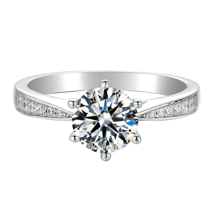 Classic six-claw zircon engagement ring proposal wedding ring