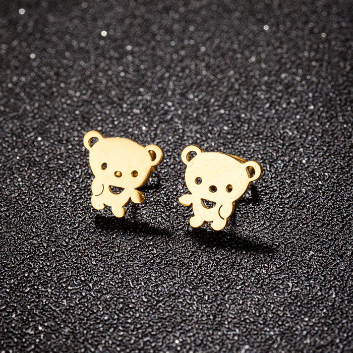 Pendientes de acero inoxidable con forma de perro y gato: joyas de animales adorables y divertidas