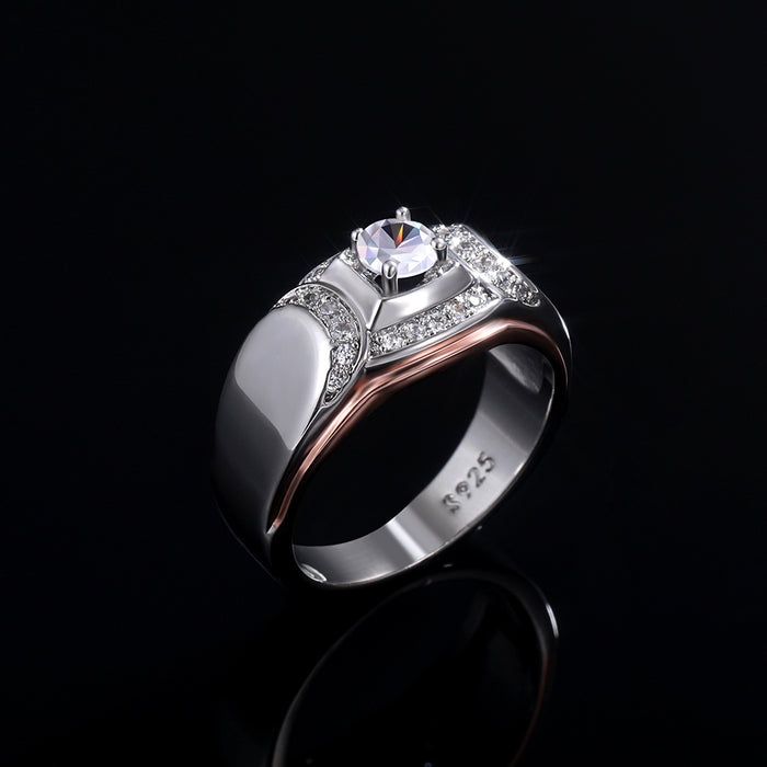 Fashionable and elegant ladies wedding ring electroplated two-color imitation zircon