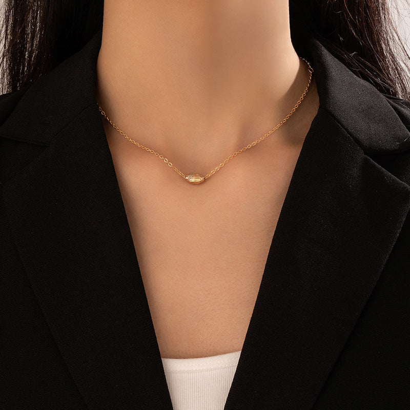 Geometric Chain Necklace - Minimalist Hip-Hop Style with Simple Line Design