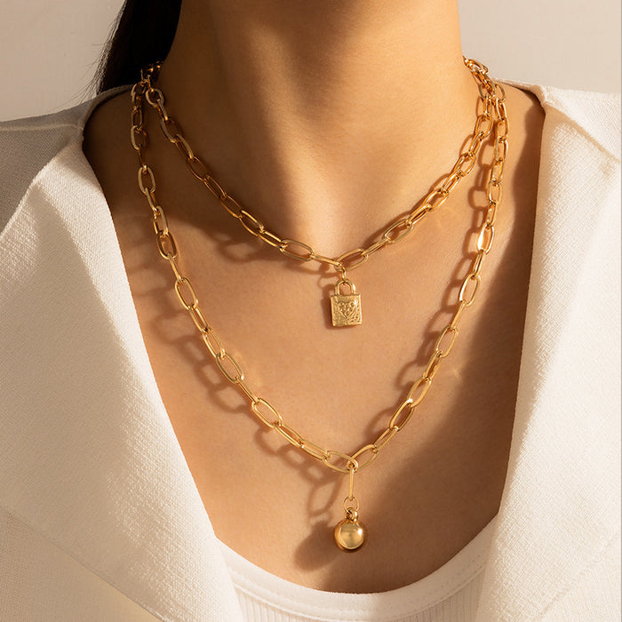 Punk Style Pendant Necklace - Single Layer Geometric Chain for Women