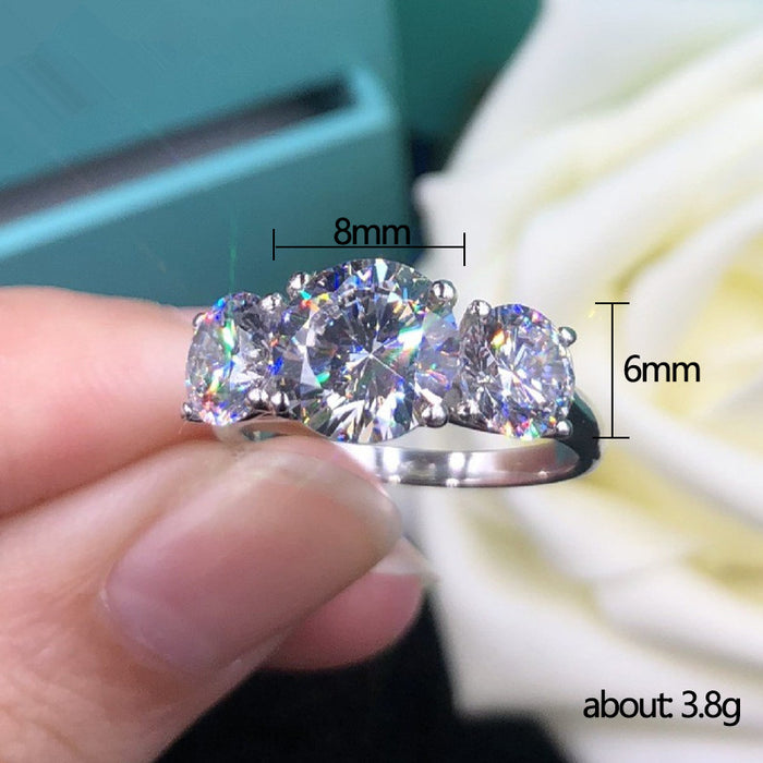 Anillo sencillo de tres diamantes y circonitas para mujer, suministro transfronterizo