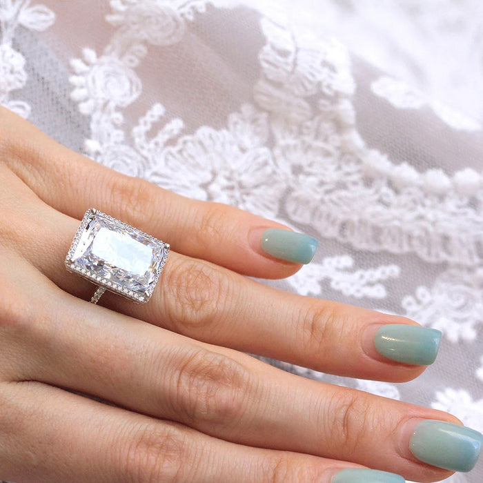 Korean exaggerated ring luxury temperament rectangular ring fashion index finger ring