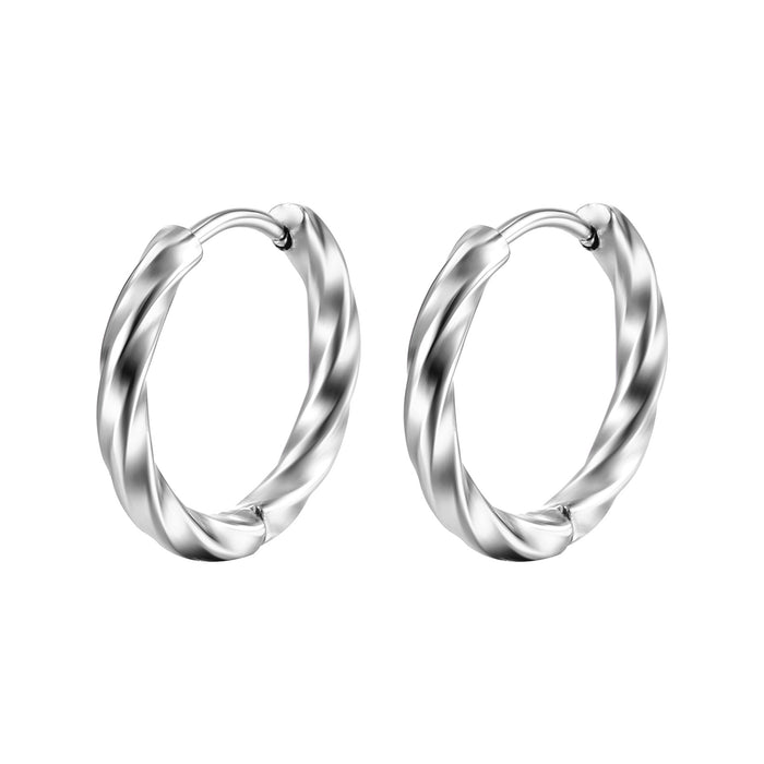 Round twisted titanium steel earrings for men and women stainless steel small earrings