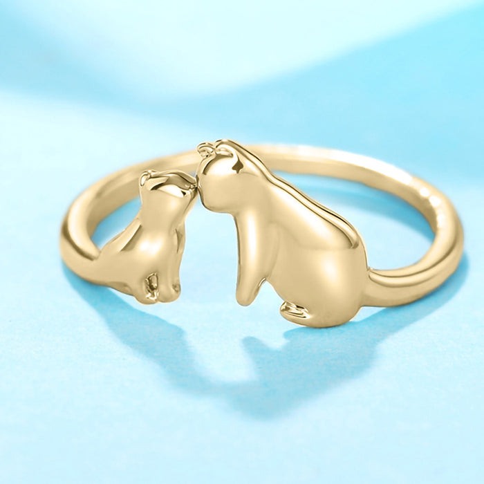 Anillo de beso de gato, lindo animal, lindo anillo de mujer