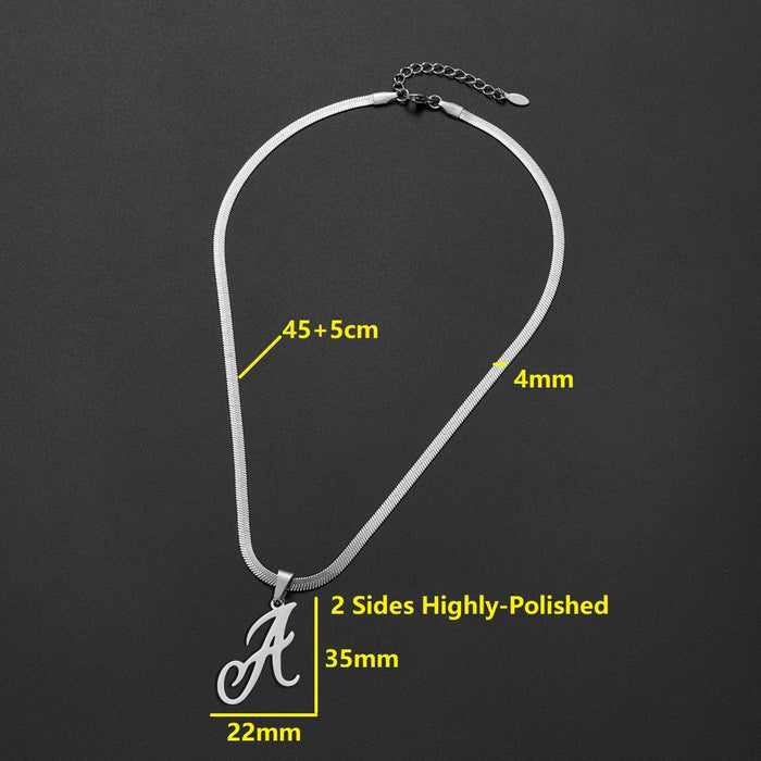 Artistic English letter pendant necklace, ins personalized stainless steel simple surname clavicle chain foreign trade jewelry