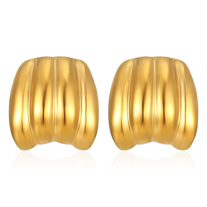 Titanium steel stripe stainless steel earrings light luxury temperament 18K gold wholesale