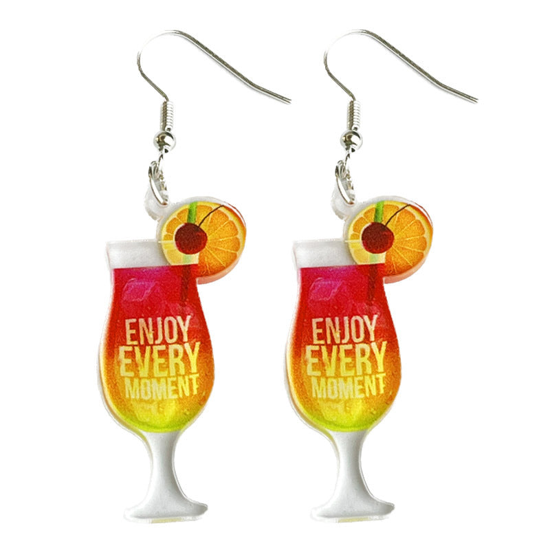 Summer cold drink acrylic earrings - wallojewerly 