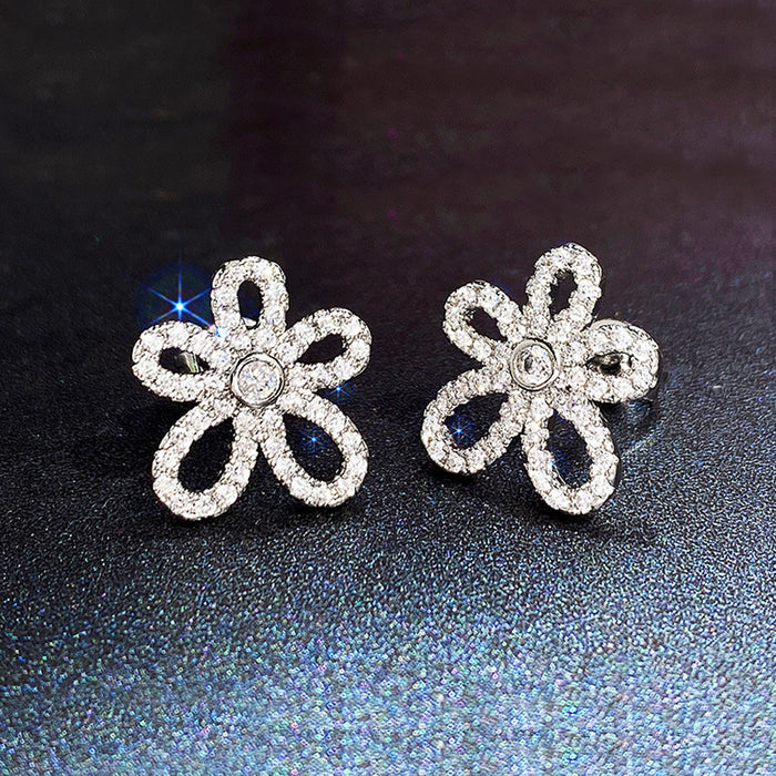 Large zircon earrings, fashionable and simple earrings