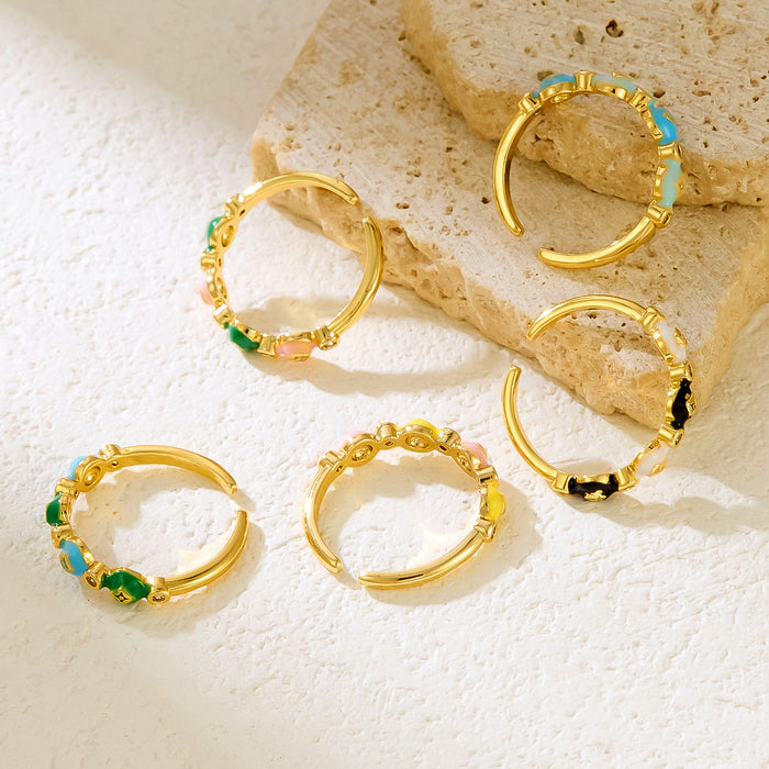Wholesale copper dripping flower open rings
