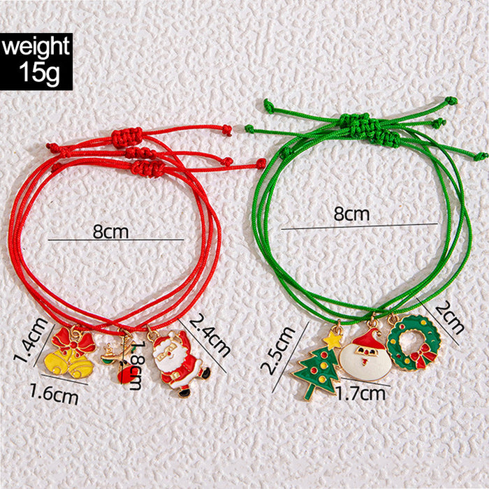 Christmas Tree and Reindeer Bracelet Set - Six-Piece Colorful Jewelry