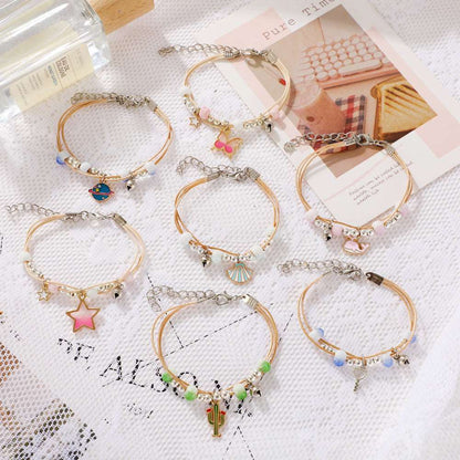 Alloy Star Shell Cactus Ceramic Couple Bracelet