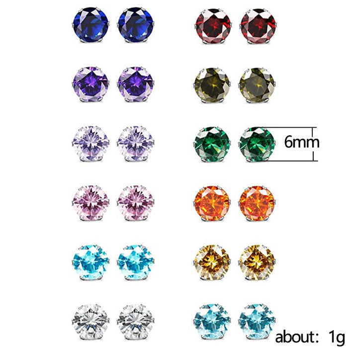 Six-claw colorful zircon earrings for men and women