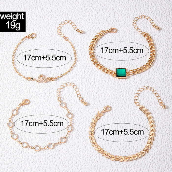 Gold Chain Bracelet Set - Four-Piece Luxe Snake Design Jewelry