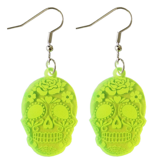 Halloween and Day of the Dead Earrings with Skull and Cat Designs