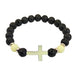 Wholesale Multi-colored Glow-in-the-Dark Volcanic Stone Bracelets with Cross Beads - wallojewerly 