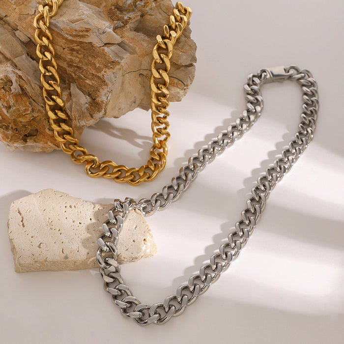 Pure chain necklace, European and American stainless steel ins style clavicle chain titanium steel neck ornament