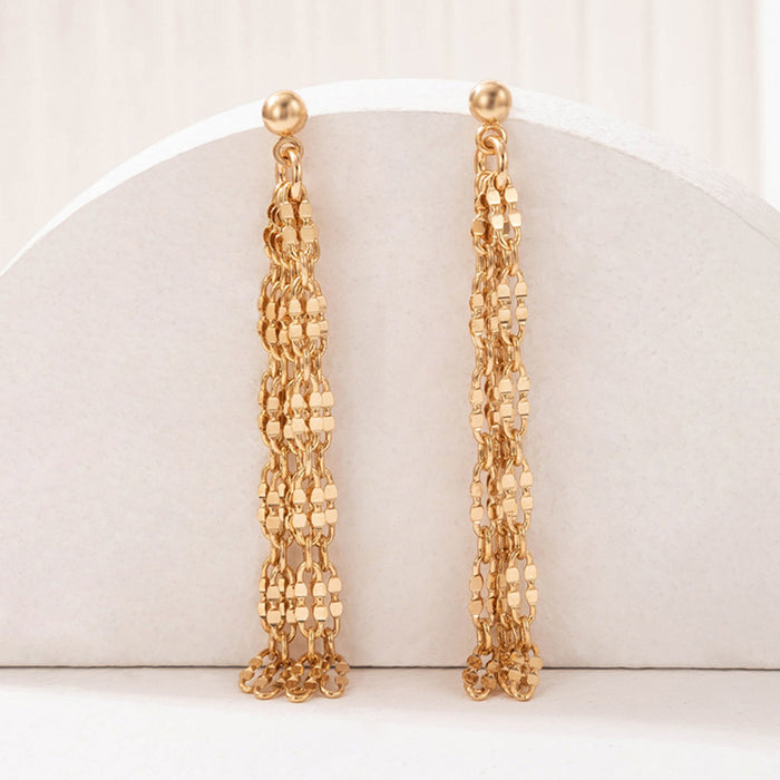 Alloy chain tassel earrings geometric simple hollow earrings