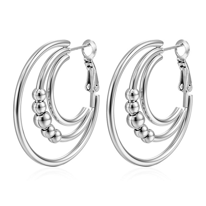 Beaded multi-layer earrings titanium steel 18K plated earrings