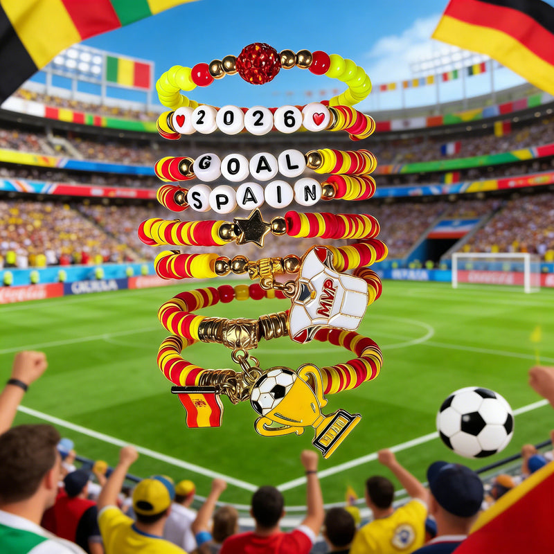 Wholesale 2026 World Cup Soccer-Themed Polymer Clay Bracelet Sets - wallojewerly 