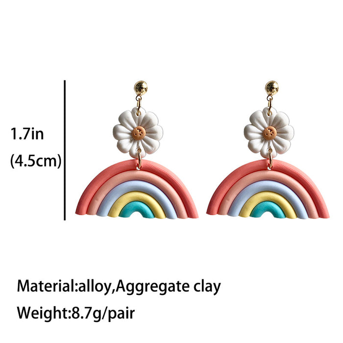 Textured Fan Earrings with Rainbow Soft Design for Spring and Summer