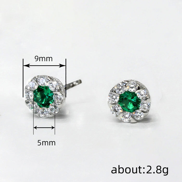 Women's heart-shaped earrings hollow heart zircon earrings