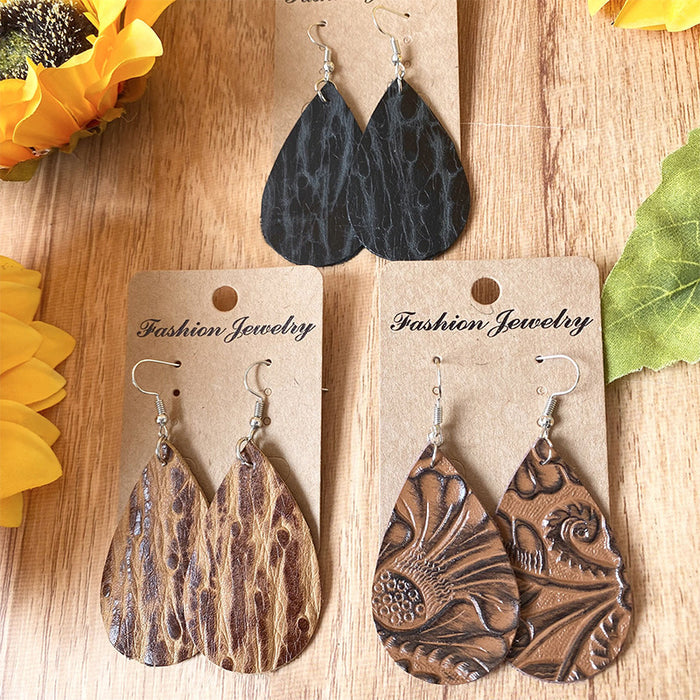 Minimalist Geometric Leather Teardrop Earrings for Modern Style