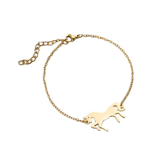 Unicorn pendant bracelet, niche design stainless steel animal bracelet wholesale