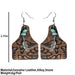 Vintage Floral Print Cowhide Earrings with Turquoise Leaf and Bottle Pendant - wallojewerly 