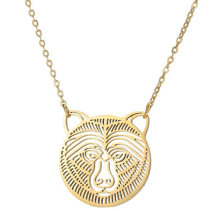 Collar con colgante de lobo y colibrí con forma de gato hueco, versión coreana transfronteriza de lindos accesorios de joyería para animales pequeños