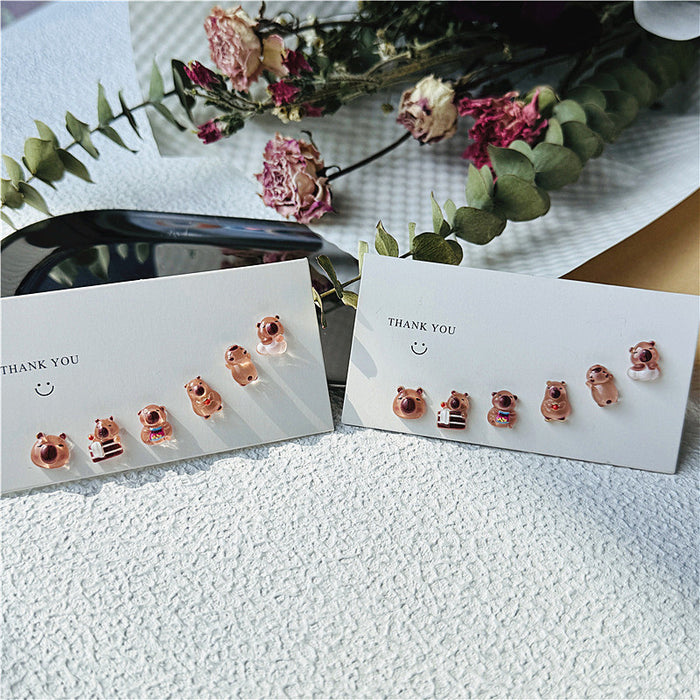 925 Silver Ear Capybara Earrings Cute Internet Celebrity Student All-match Earrings