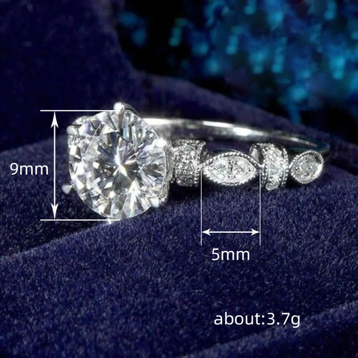 Anillo nupcial clásico de seis garras con micropavé