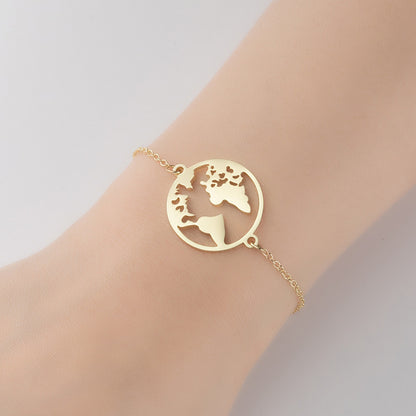 Stainless steel map pendant bracelet, summer creative jewelry wholesale