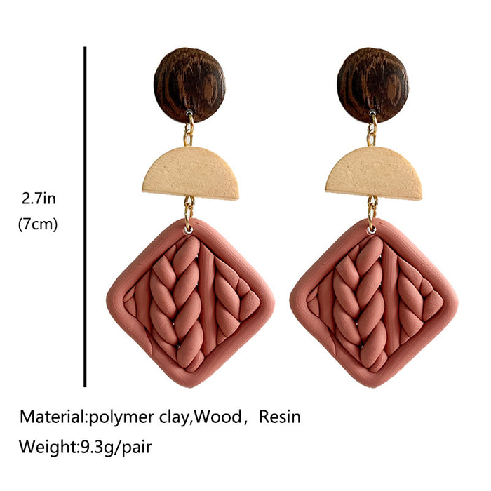 Handcrafted Geometric Embossed Clay Earrings - Stylish and Unique Jewelry