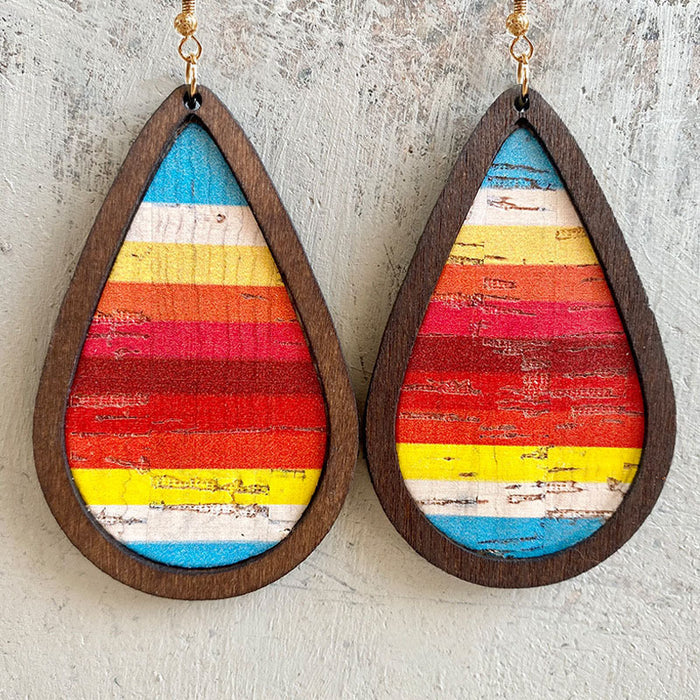 Painted picture wooden earrings