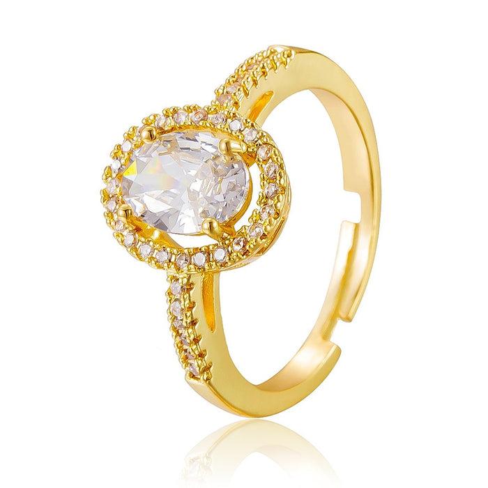 Wholesale copper micro-painted zircon oval open ring