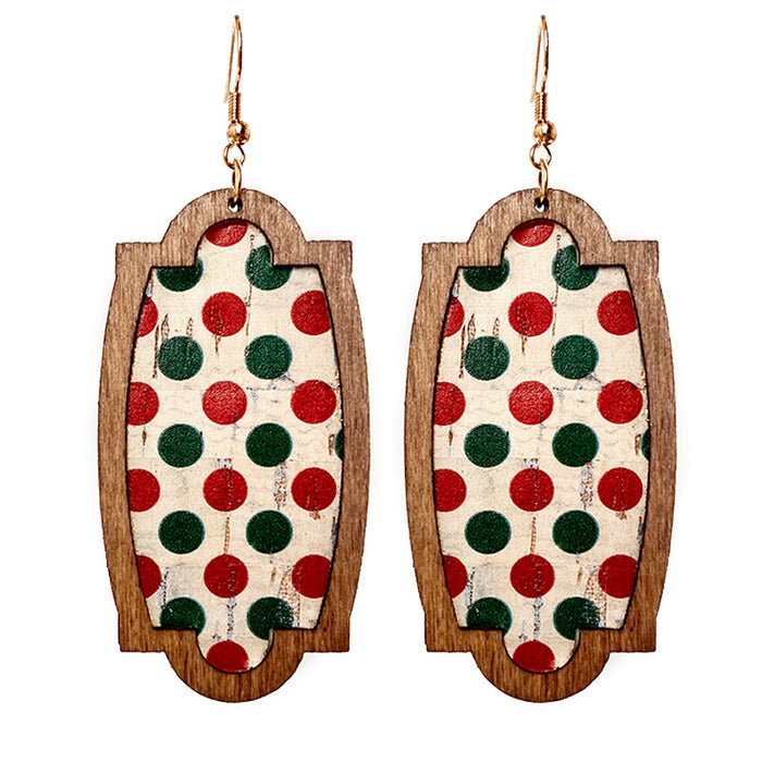 Wooden plaid earrings