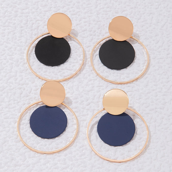 Round earrings set sequin two-piece earrings