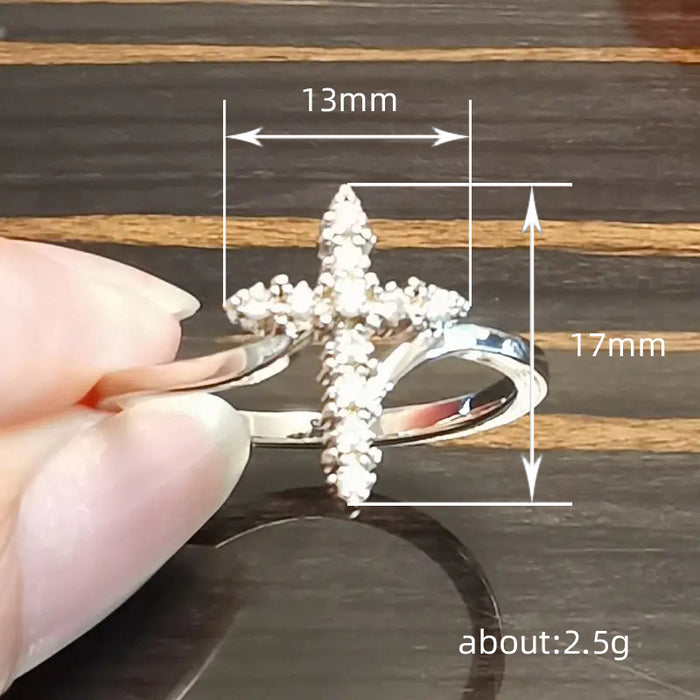 Geometric zircon cross ring creative engagement ring jewelry