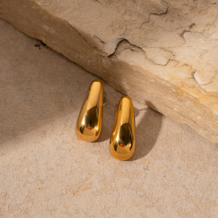 18K Gold Irregular Shape Earrings - Minimalist Streamlined Jewelry for Women