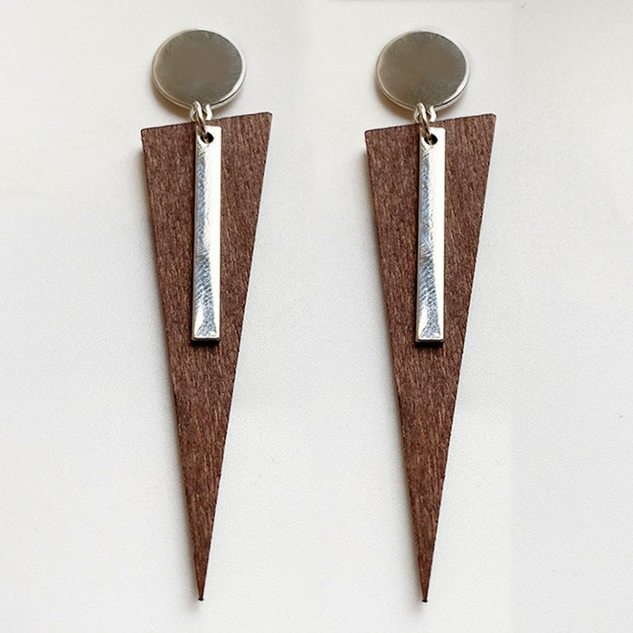 Wooden triangular earrings