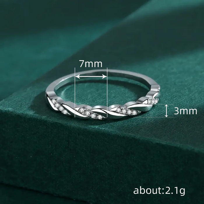 Mobius ring couple ring simple twisted zircon design