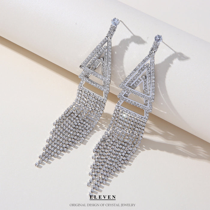 Luxury Micro Inlay Zircon Earrings - S925 Silver Tassel Dangles for a Sophisticated Look