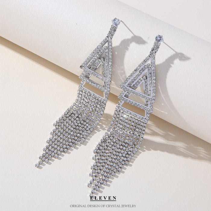 S925 silver needle white micro-paved rhinestone earrings