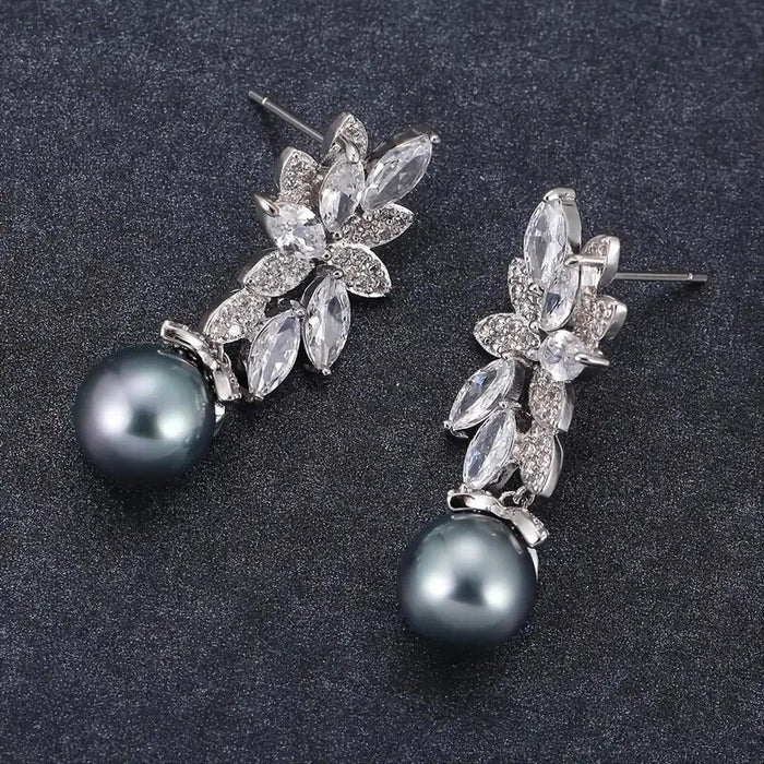 Korean imitation pearl earrings wheat ear flower earrings