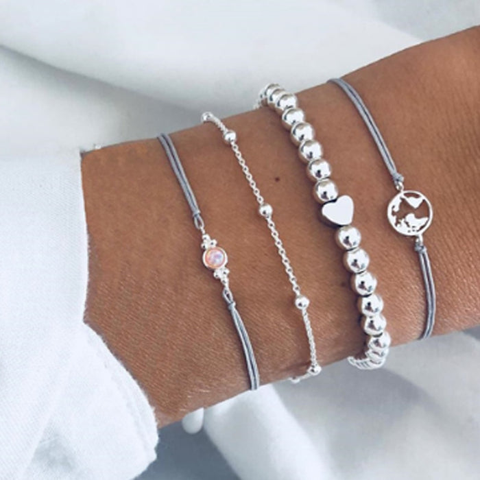 Love Star and Moon Bracelet Set – Simple Six-Piece Jewelry